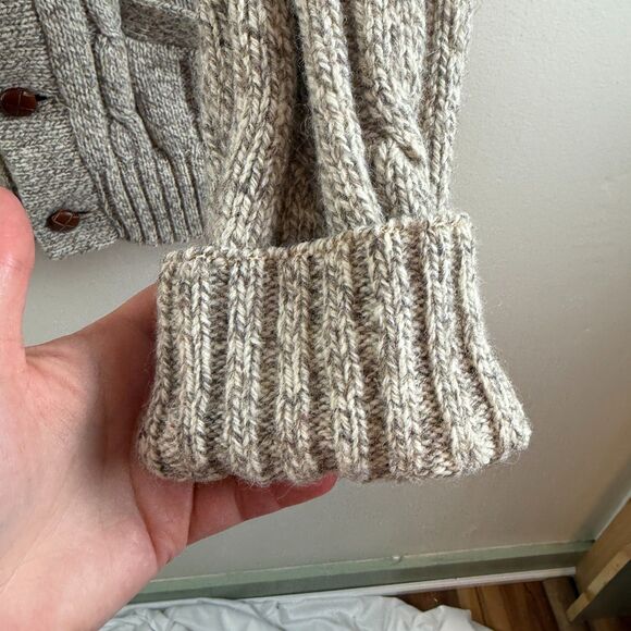 Vintage Eddie Bauer Sweater Cardigan Wool Suede Elbow Patch Fisherman Cabin L - Picture 4 of 13